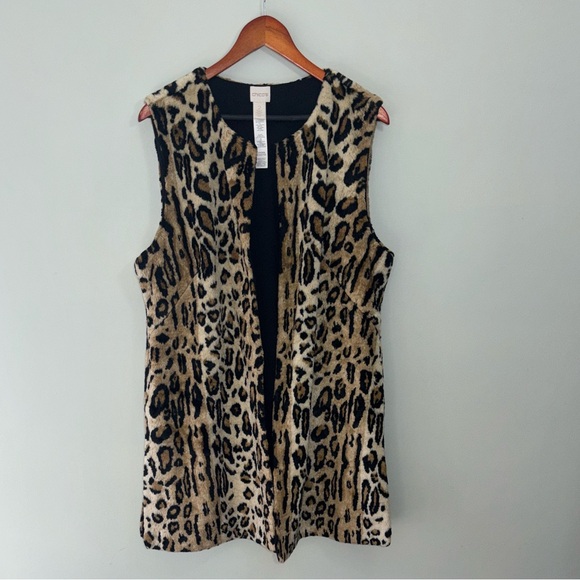 Chico's Leopard Print Vest size 2/Large 12 - Picture 2 of 5